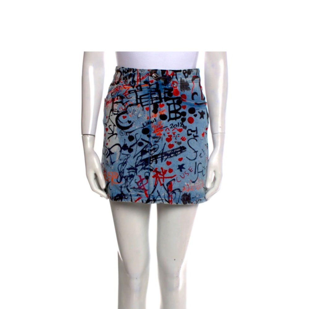 Burberry Printed Mini Denim Skirt
